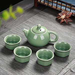 Customized 5 pcs Geyao Portable Tea Cup Set Factory Wholesale Ceramic Tea Set High Quality Porcelain Home Tea Pot Set