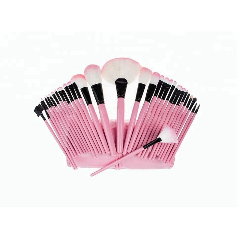 Custerized 32 pieces Makeup Brush Set pink white and red hair with PU cosmetic bag 32 Makeup Brush Set 32 piece private label