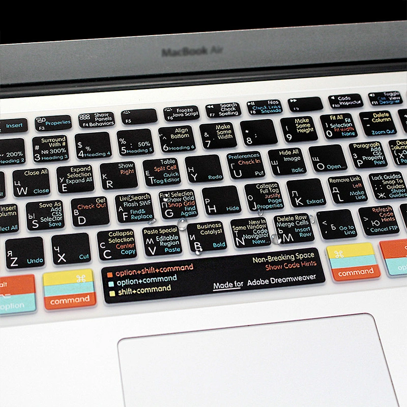 Hot Selling Ado be Dreamweaver Custom Russian Silicone Letters Keyboard Protector For macbook pro 13 cover for macbook skin