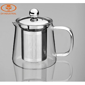 550 ml Borosilicate Glass Tea Pot with 304 Stainless Steel Glass Flower Tea Pot with Two Cups