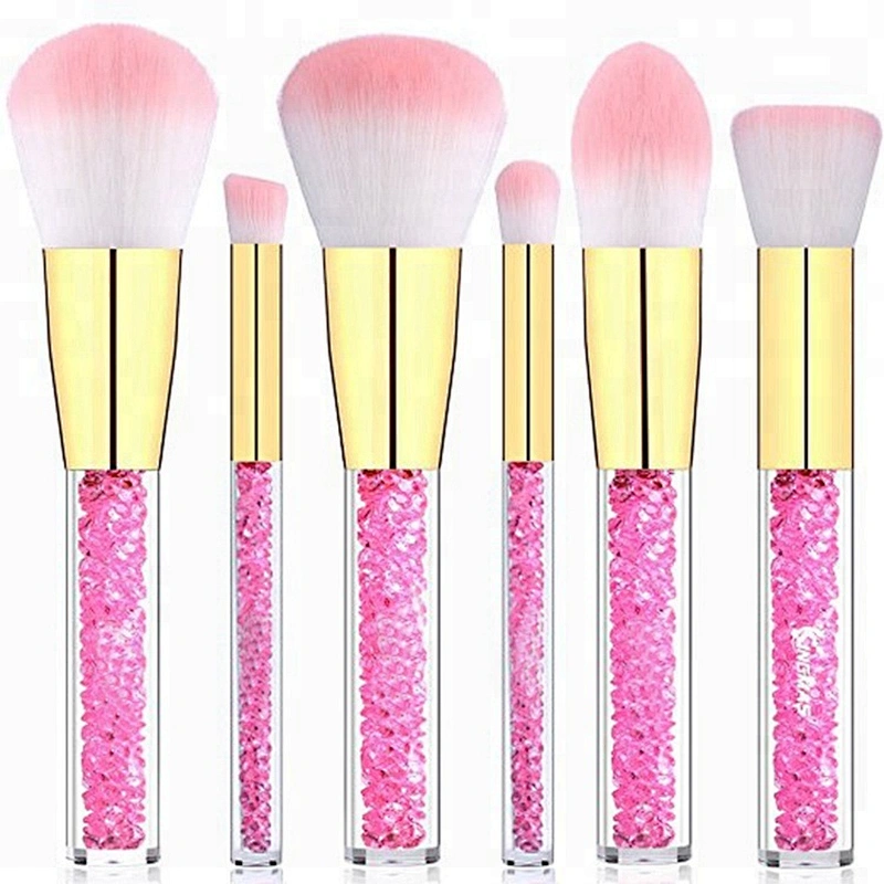 6 piece cosmetic brushes synthetic kabuki professional colorful custom logo makeup brushes set