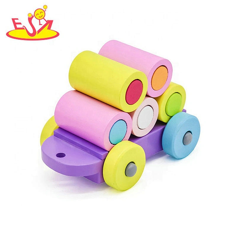 2019 New arrival educational wooden stacking train toy for kids W04A392