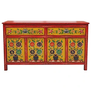 chinnese antique solid wood shabby chic painting tibetan cabinet