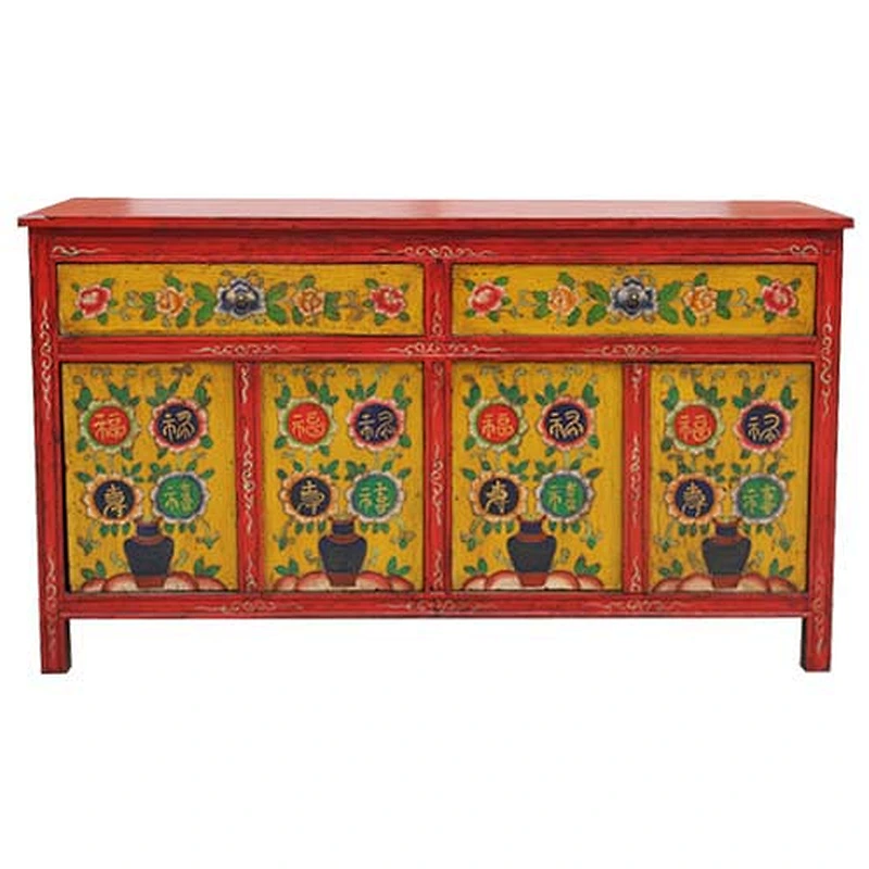 chinnese antique solid wood shabby chic painting tibetan cabinet