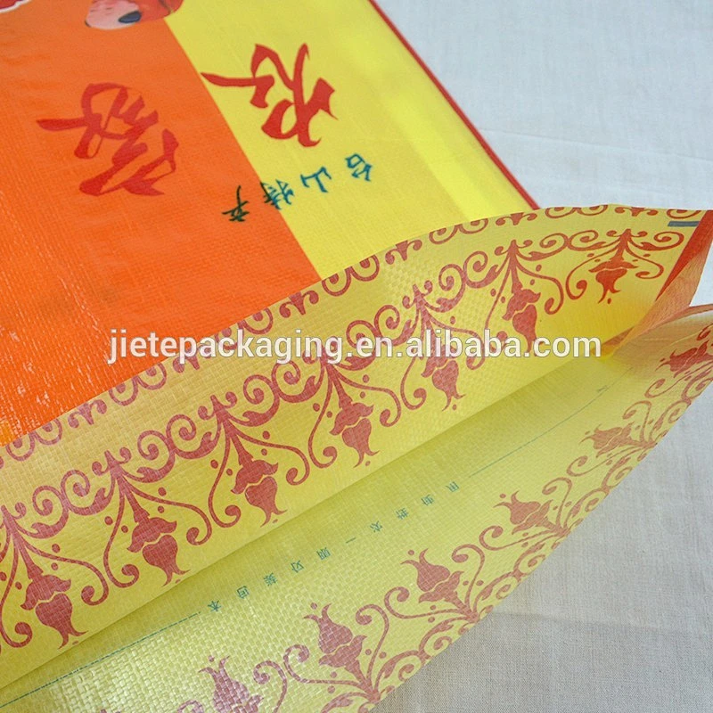 Clear plastic Poly BOPP laminated pp woven bags packing rice, food, feed 50kg 25kg