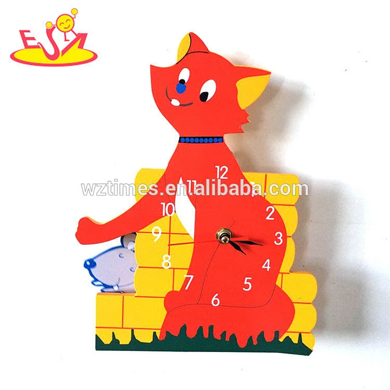 wholesale creative style children wooden classic alarm clock for sale W14K033