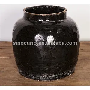 Chinese porcelain antique reproductions black jar as home decor & accessory