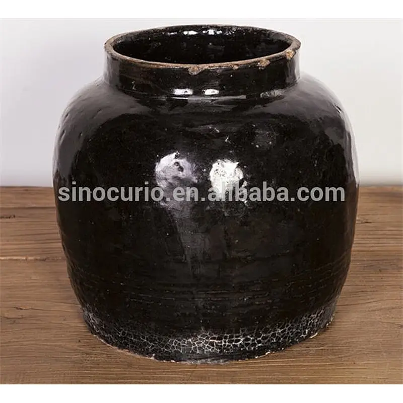 Chinese porcelain antique reproductions black jar as home decor & accessory