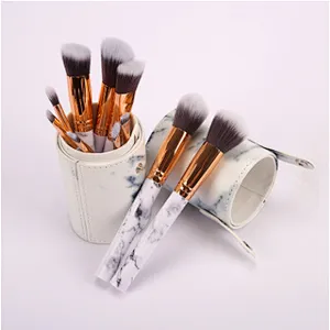 10 sets of Professional white Makeup Brushes Marbling Handle Eye Shadow Eyebrow Lip Eye Make Up Brush