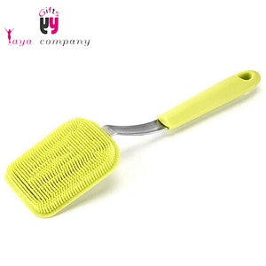 Kitchen Heat Resistant Soft Wash Silicone Dish Brush Cleaner With Long Handle