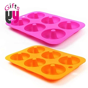 high quality food grade 6 holes round silicone mold donut baking pans multi size shape