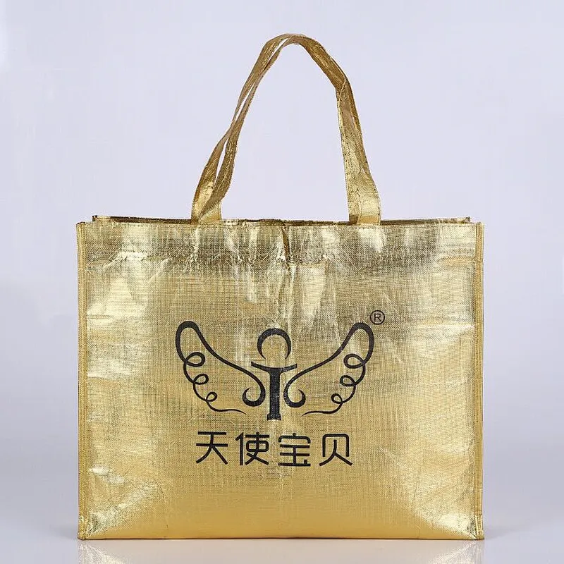 Custom gold belt with a non-woven shopping bag