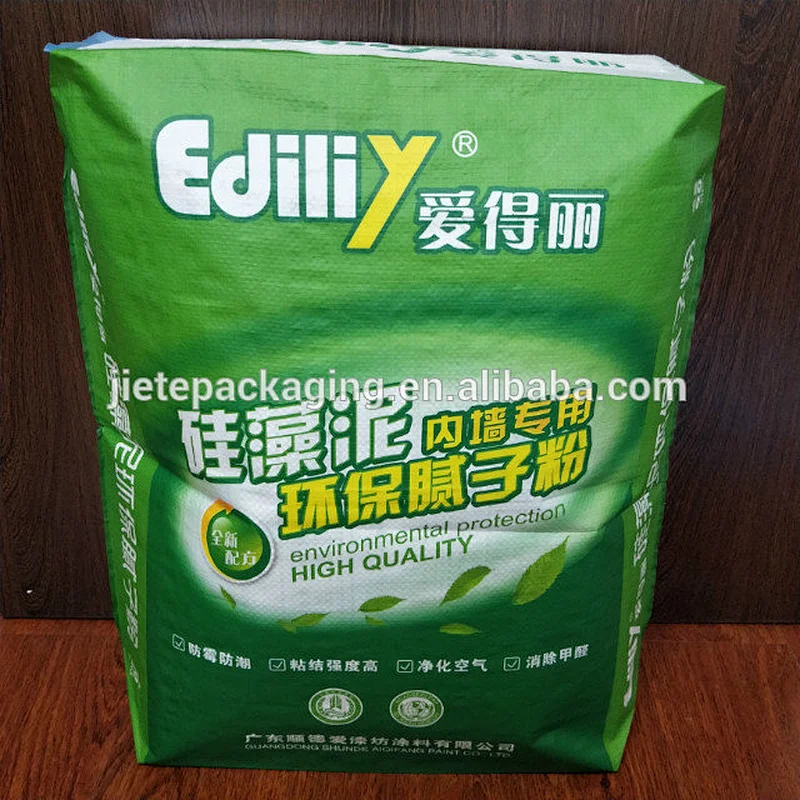 Construcstion use 20kg mate film laminated pp woven cement bag with valve mouth for wall putty,tile adhesive,dry motar