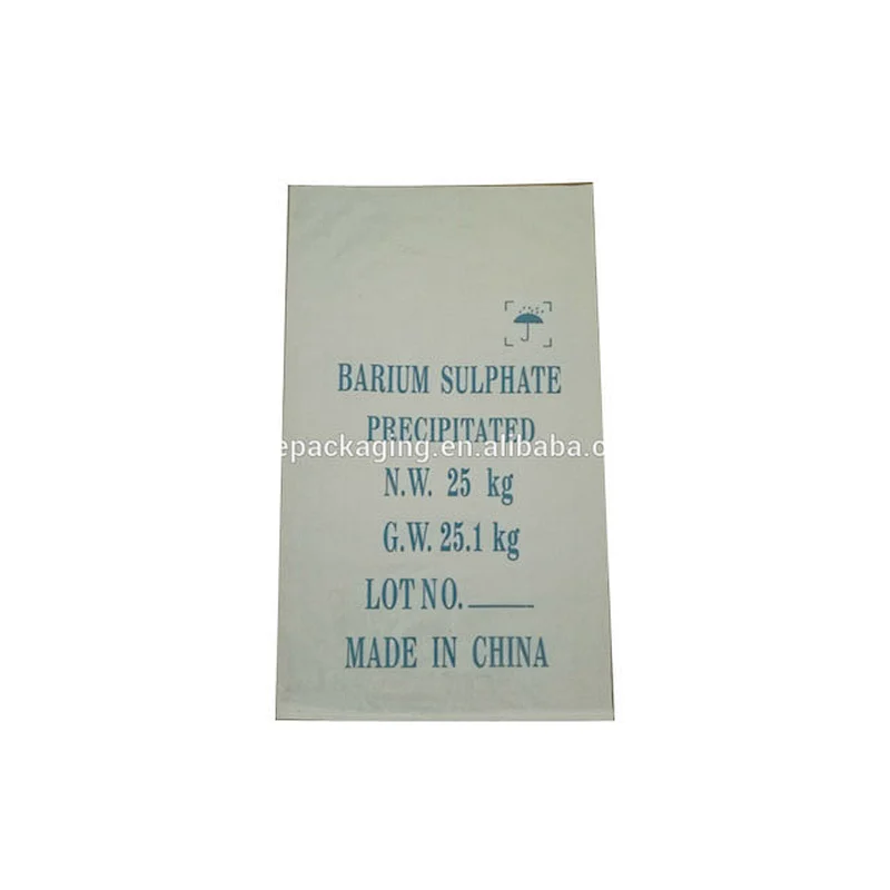25kg white pp woven plastic chemical packing bag for barium sulfate