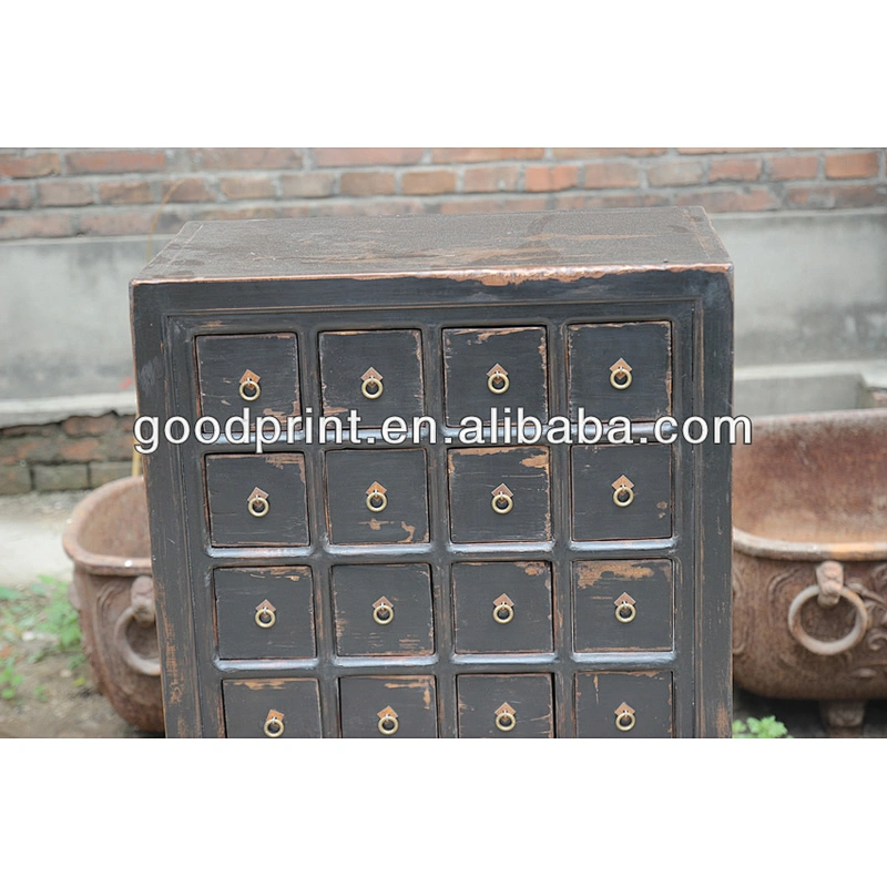 Chinese antique black medical cabinet