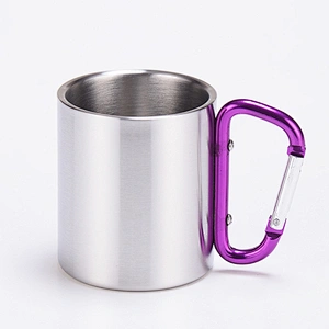 Custom Personalized Double Wall Stainless Steel Carabiner Travel Mug Camping Mug