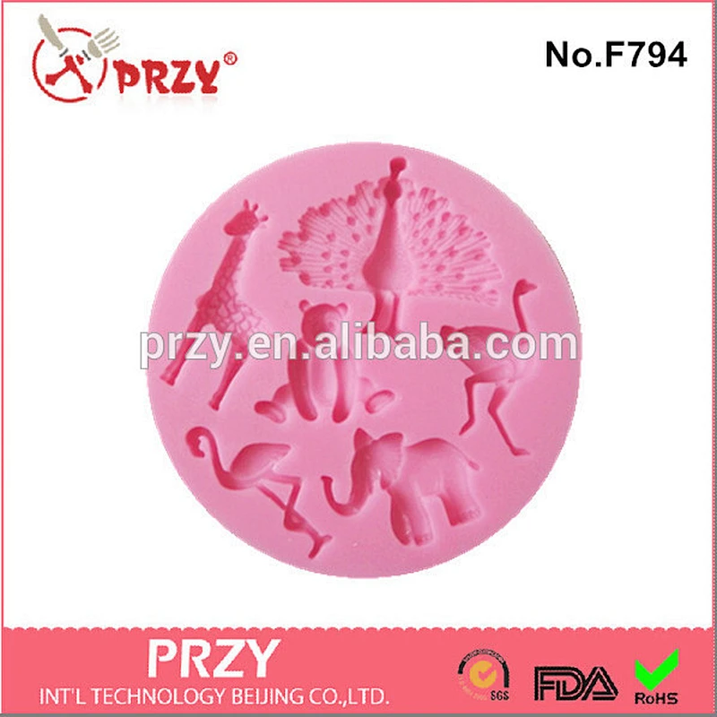 PRZY F794 peacock pattern silicone mold for cake decorations