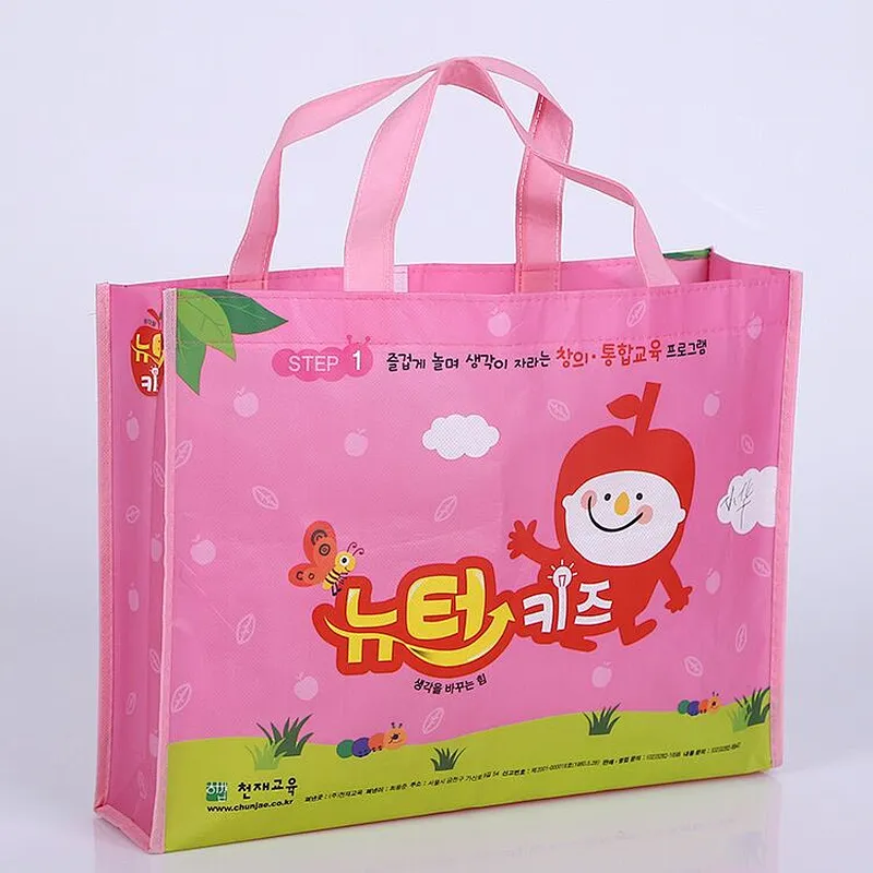Wholesale pink printed non-woven bag for shopping