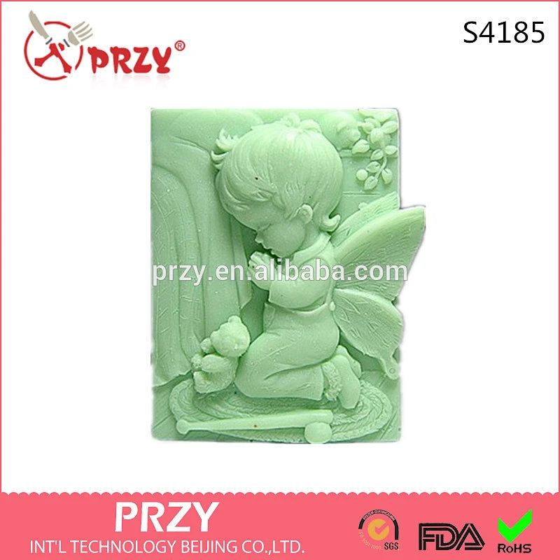 S4185 PRZY 2D Silicone Soap Mold Now I Lay Me Down to Sleep Boy Fairy