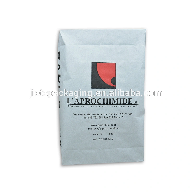 Recyclable custom kraft paper bag with valve port packing chemical powder, putty, tile adhesive, cement