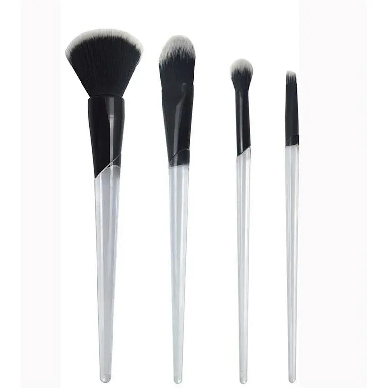 Professional 7pcs transparent handle synthetic hair custom logo makeup brush set