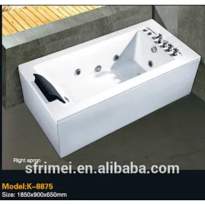 k-8875 Rectangle High Quality Corner White Acrylic Stand Whirlpool Bath Headrest Bathtub