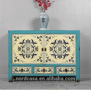three drawer two door chinese antique style furniture hand painting living room cabinet