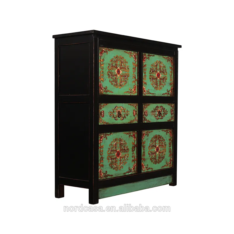 Chinese Antique furniture solid wood painted sideboard cabinet
