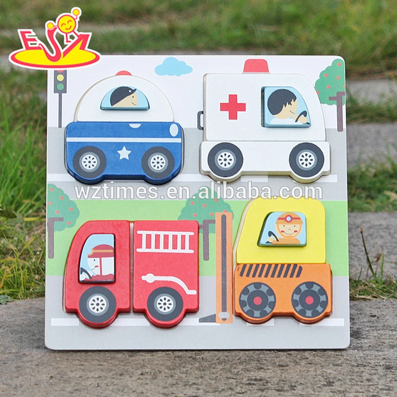 2018 New design educational car shape wooden 3d puzzle toys for kids W14D022