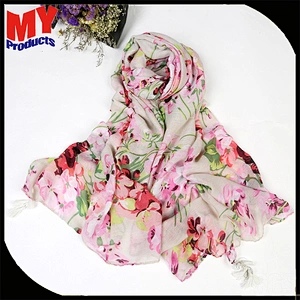 High Quality Cotton Women Flower Scarf Floral Printed