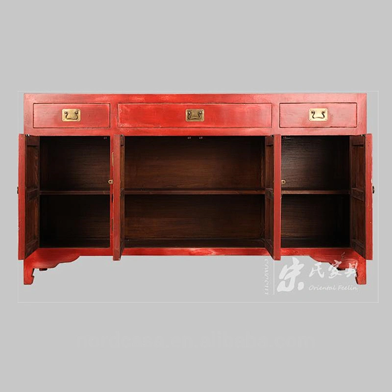 three drawer two door antique style chinese buffet cabinet