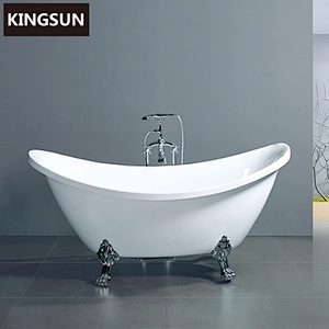 Classical Luxury Clear Acrylic Soaking Bathtub Oval Bathtub With Legs