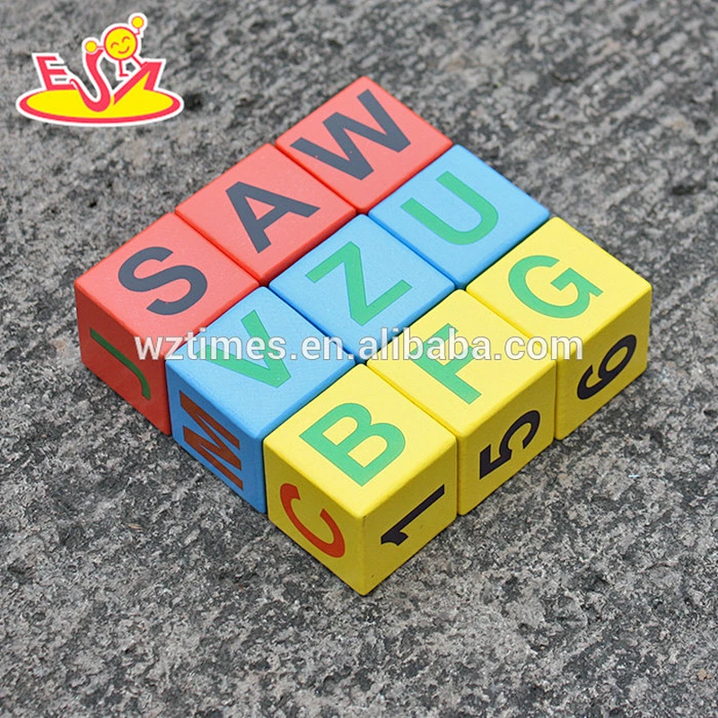 New design educational wooden alphabet blocks for kids W14B071
