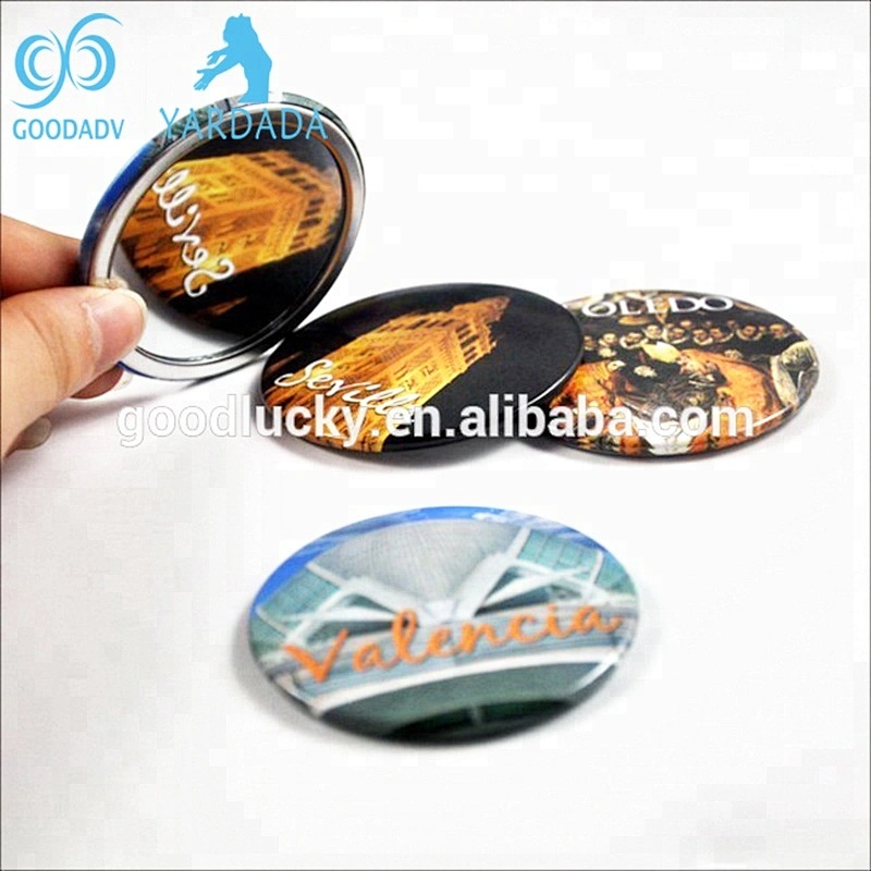 Personalized single side hand mirror promotion custom round tin mirror