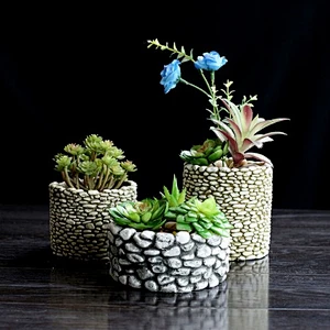 3D VASE stone shape planter flower pots concrete silicone mold for concrete making home crafts decorate