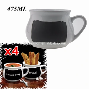 4pcs Ceramic Chalkboard Mugs - 4 Soup Sauce Mugs Serving Dishes Bowls Popular