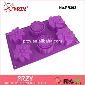 6 Cavities Big Flower Silicone Cake Baking Mold Cake Pan Muffin Cups Handmade Soap Moulds