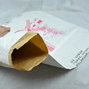 25kg stand up multilayer white kraft paper with pe lining flour packaging bag