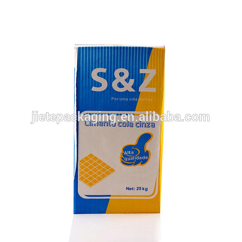 Accept custom order 20kg bottom square self closes kraft paper valve bag for cement packing