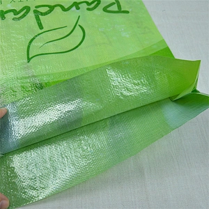 Customized pp rice bag 25kg with logo printing and bopp laminated green