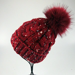 Red Colorful Customized Factory Price Funny Knit Winter Hat Pom Pom Hats