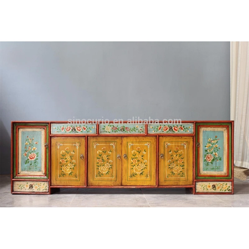 wholesale furniture china Chinese antique furniture painted tv cabinet & stand for living room