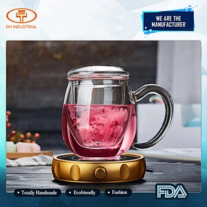 2018 new style high borosilicate glass cups with lid for home and party