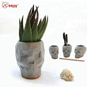 New item 3D concrete Skull pen holder mold silicone Skeleton concrete vase decorations silicone molds