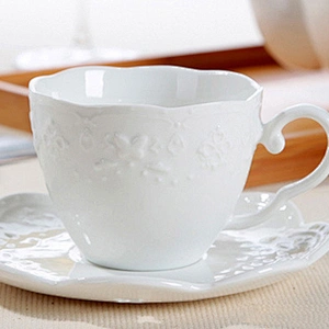 European Ceramic Tea Cup Set Porcelain Simple Coffee Cup Plate Spoon Set Customized Logo Gift Single Set