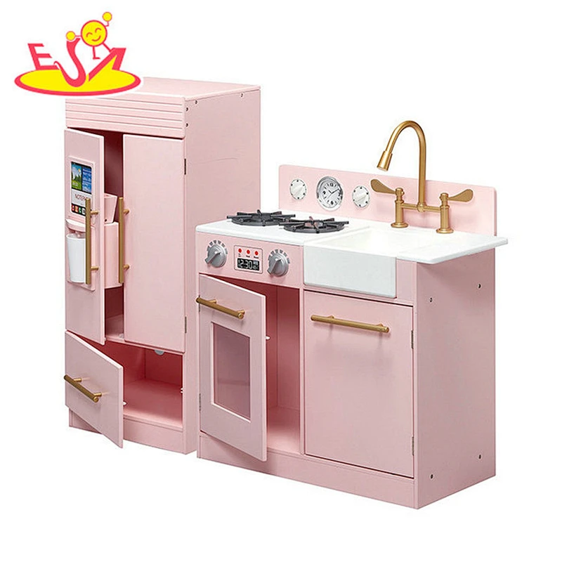 Juego de cocina grande interactivo de madera para niños, kits de cocina para el juego de simulación W10C324