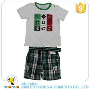 New design Nsummer fashion 2 piece children little boys short sleeve outfit clothes set