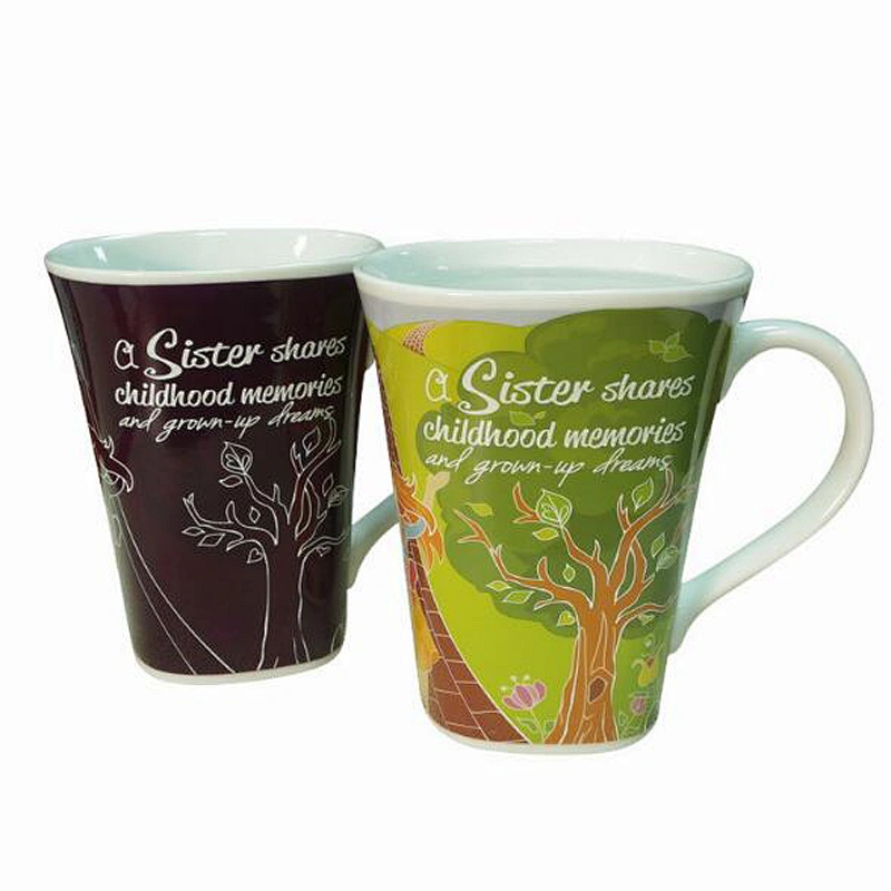 Cheap ceramic cup hot to cold water color-changing mug with handle