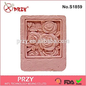 Rectangular handmade silicone soap molds , rose silicone soap molds