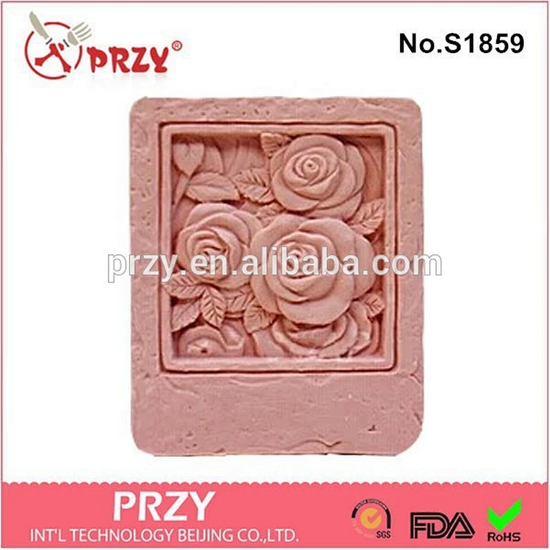 Rectangular handmade silicone soap molds , rose silicone soap molds